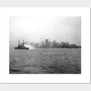 New York Skyline from Harbor, 1920. Vintage Photo Posters and Art